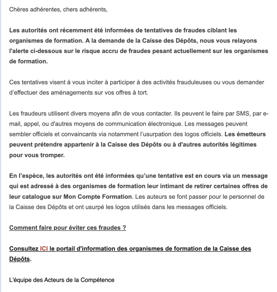 risque de fraude moncompteformation